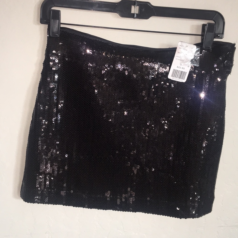 Black sequin mini skirt